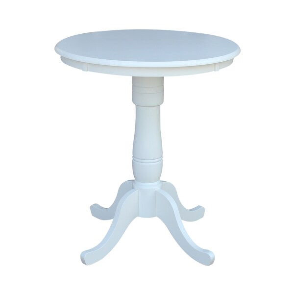 International Concepts Round 30 in Round Top Pedestal Table, 34.9 inH, White, 30 W, 30 L, 35.1 in H, Wood, White K08-30RT-6B - main